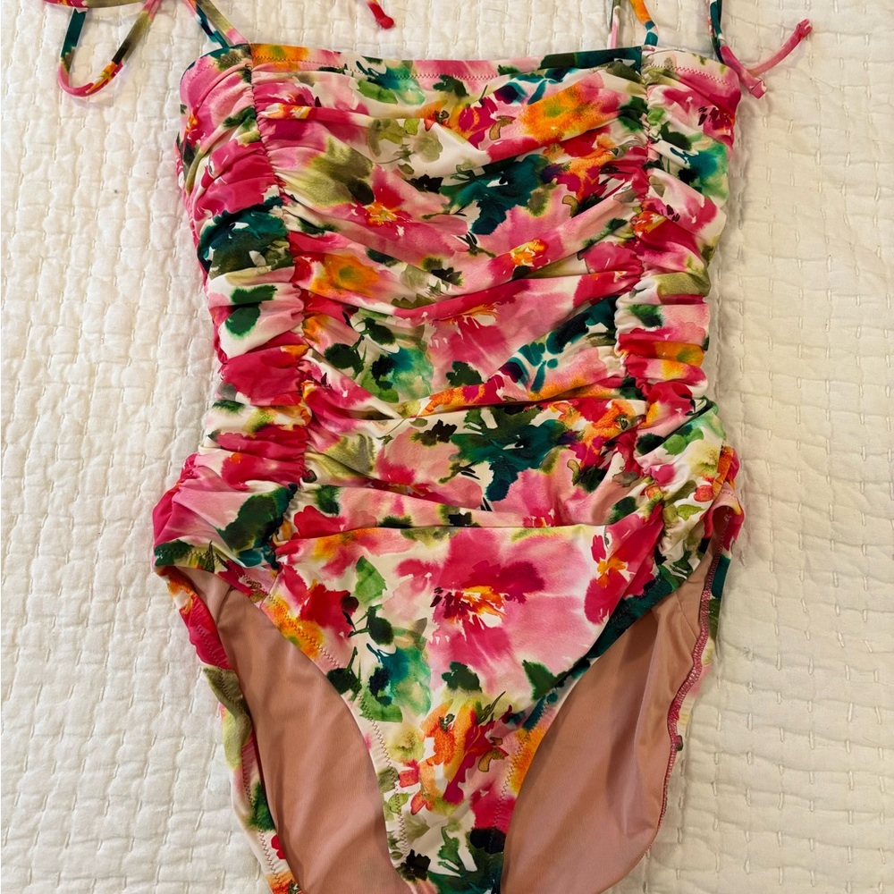 JCREW floral ruched one-piece
